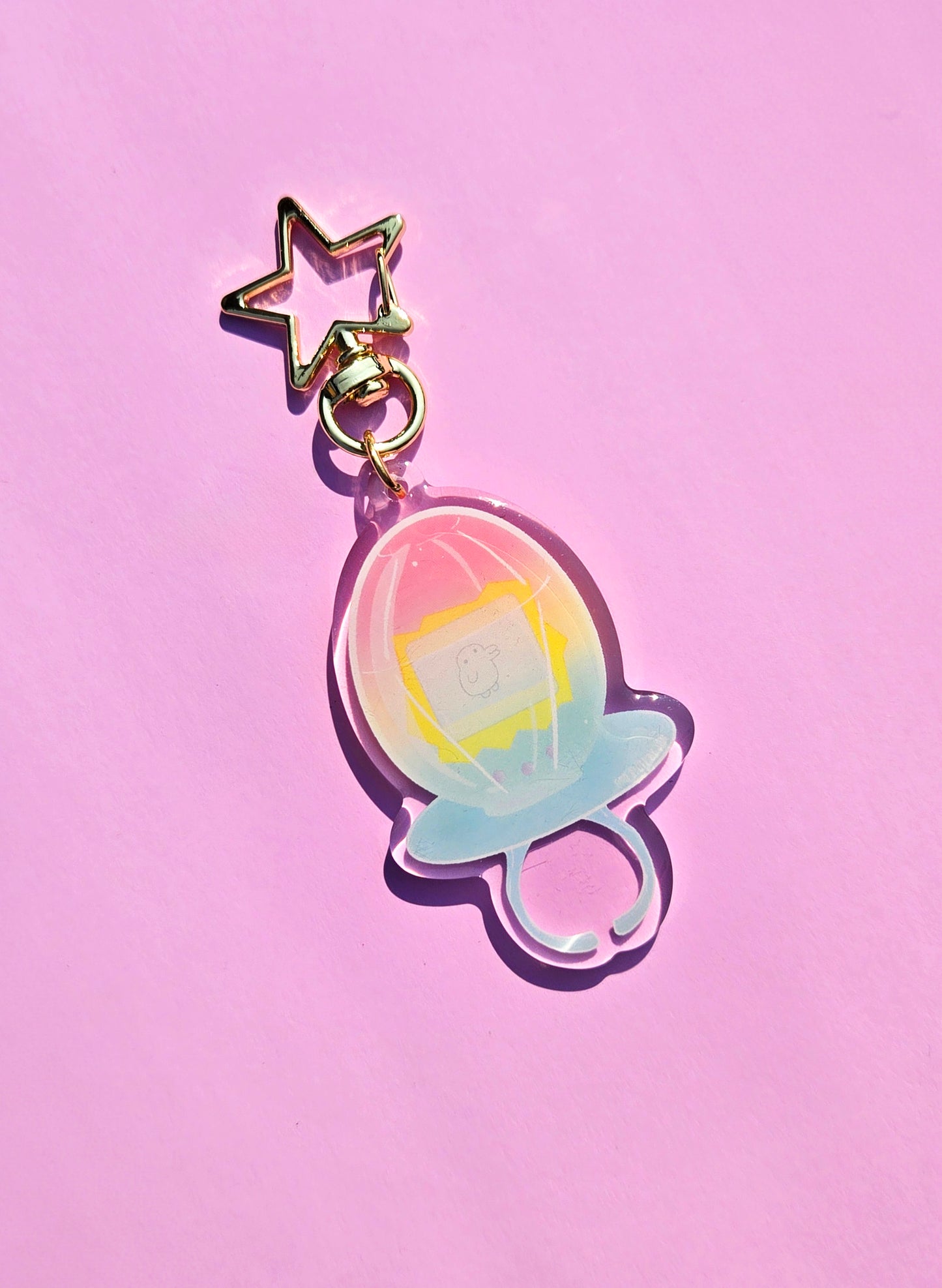 Tamagotchi Ring Pop Rainbow Keychain