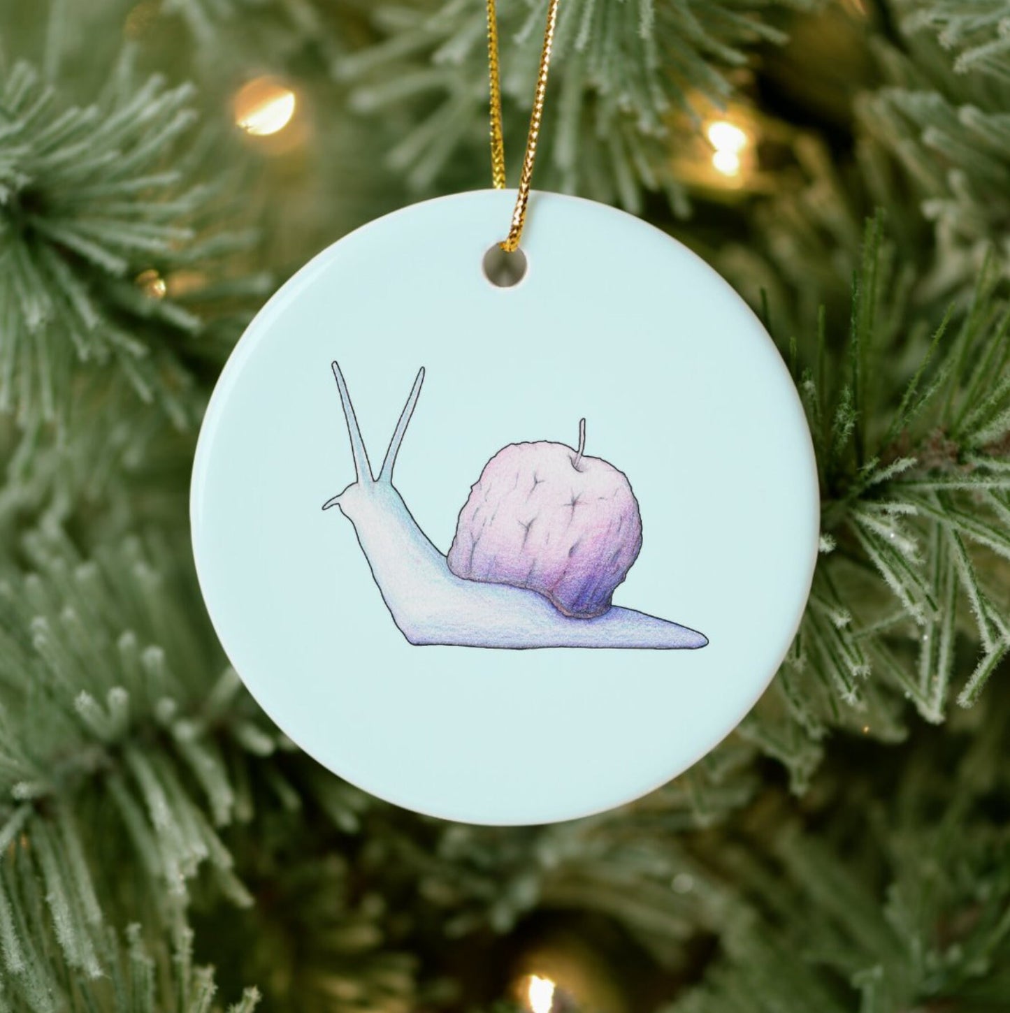 Snail Apple Ceramic Ornament