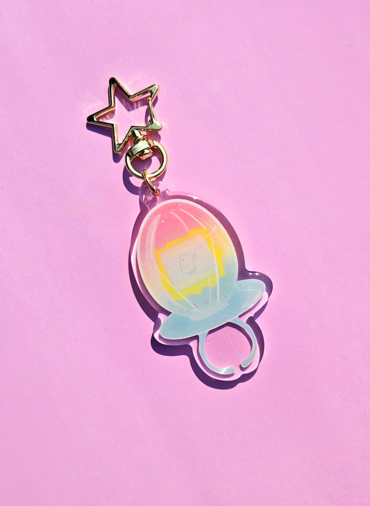Tamagotchi Ring Pop Rainbow Keychain